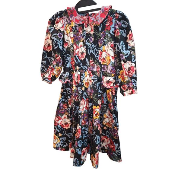 MOUSE FEATHERS Sz 7 Vtg Floral Cottagecore Prairie Girls Pleated Midi Dress - Picture 1 of 10